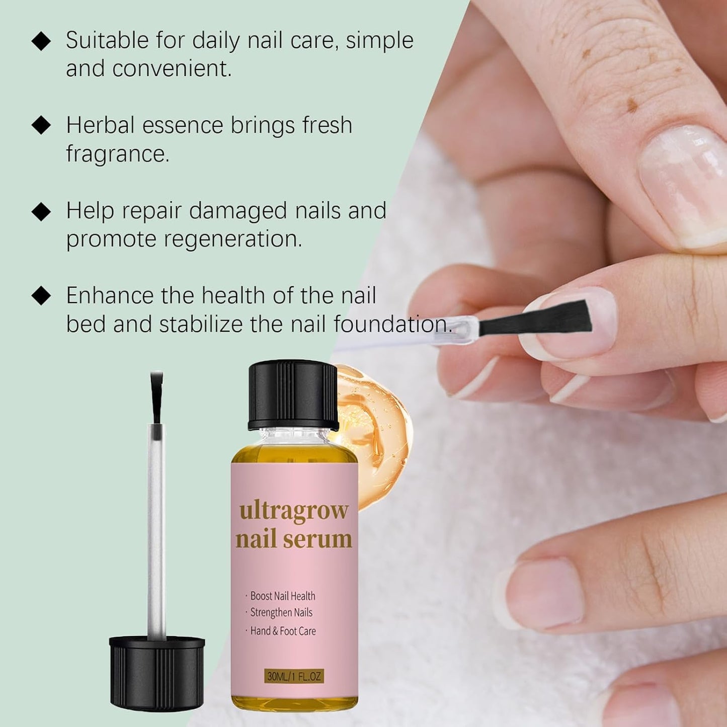 UltraGrow Nail Serum, Nail Growth Serum for Brittle Peeling Breaking Thin Nails, 1 fl.oz