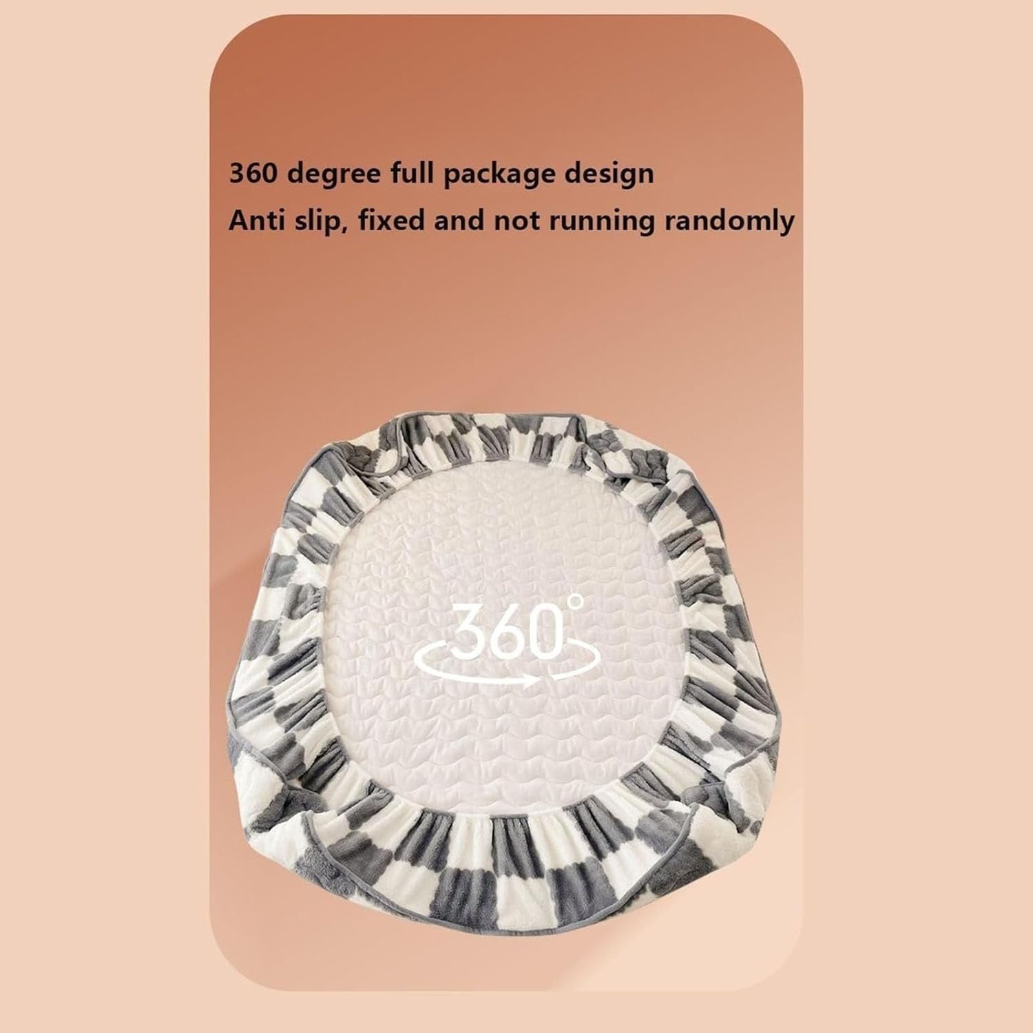 Milk Velvet Checkered Mattress Cover, Cow Flannel Fitted Sheet, Milk Velvet Bedding Sheets, Ultra Soft Fluffy Non-Slip Protective Cover for Bed Mattress (Black,47.2 * 78.7IN)