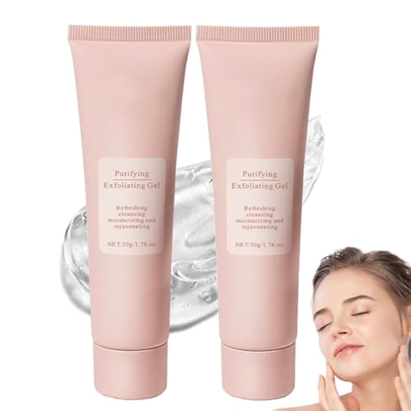 Purifying Exfoliating Gel, Purifying Enzymes Exfoliating Gel, Face Scrub, Gentle Facial Exfoliator Cleanser for All Skin Types (Pink)