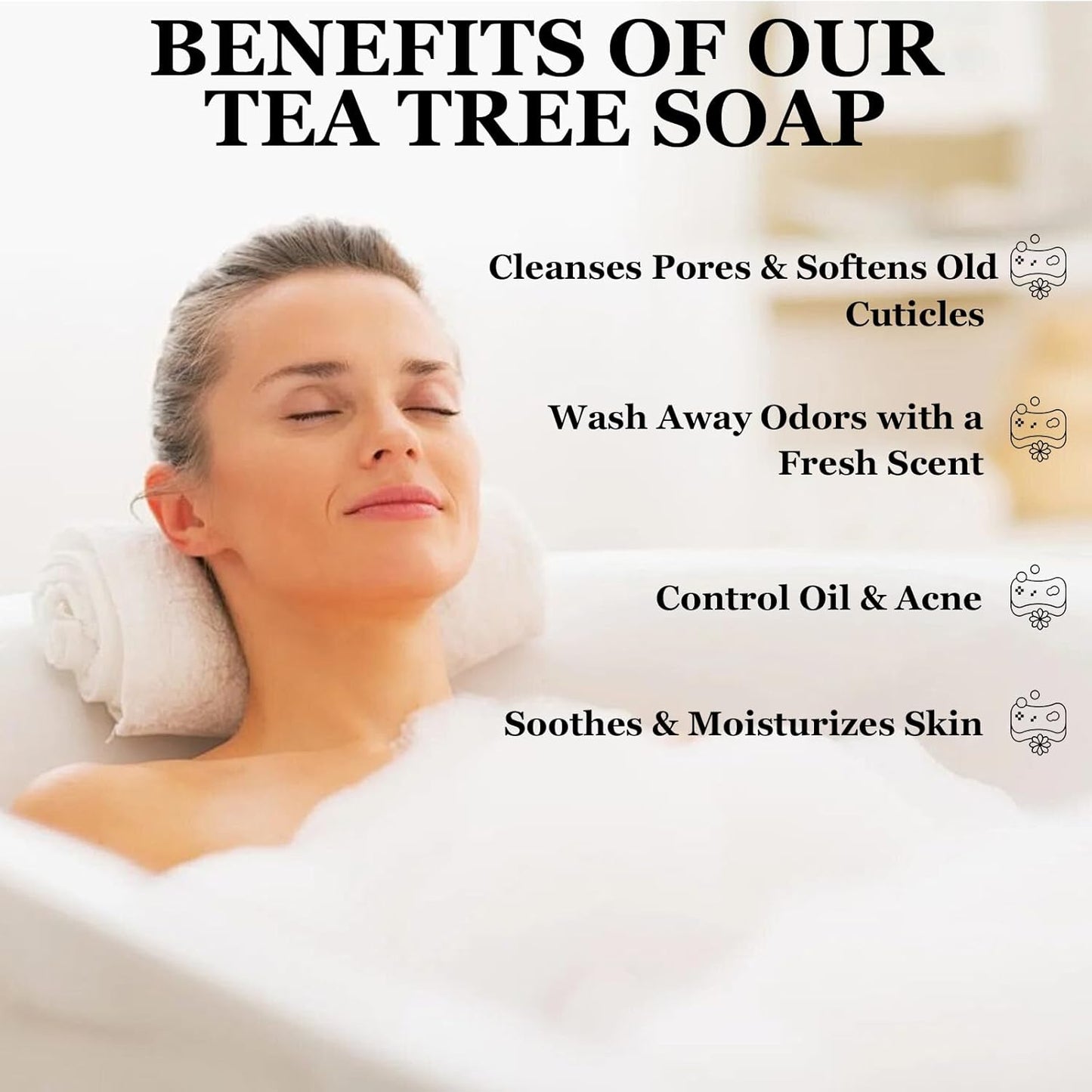 3PCS Tea Tree Soap, Tea Tree Relief Soap Bar, Deep Pore Cleansing, All Natural Skin Cleanser, Gentle Exfoliating Bar Soap for Men & Women – 3.5 oz