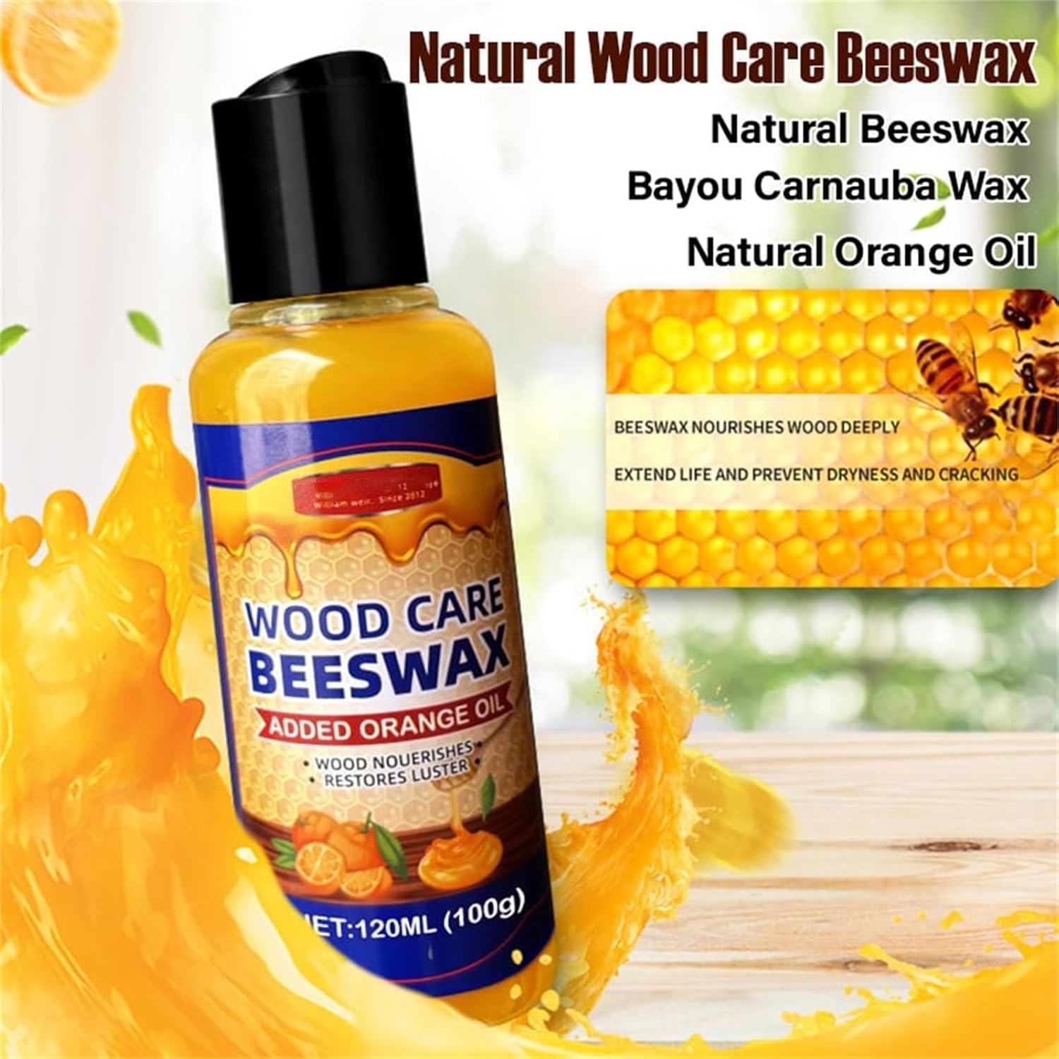 Natural Beeswax & Orange Oil Wood Conditioner, William Weir Beeswax, Wood Care Beeswax Added Orange Oil, Beeswax Furniture Polish, Beeswax Polishing (3)