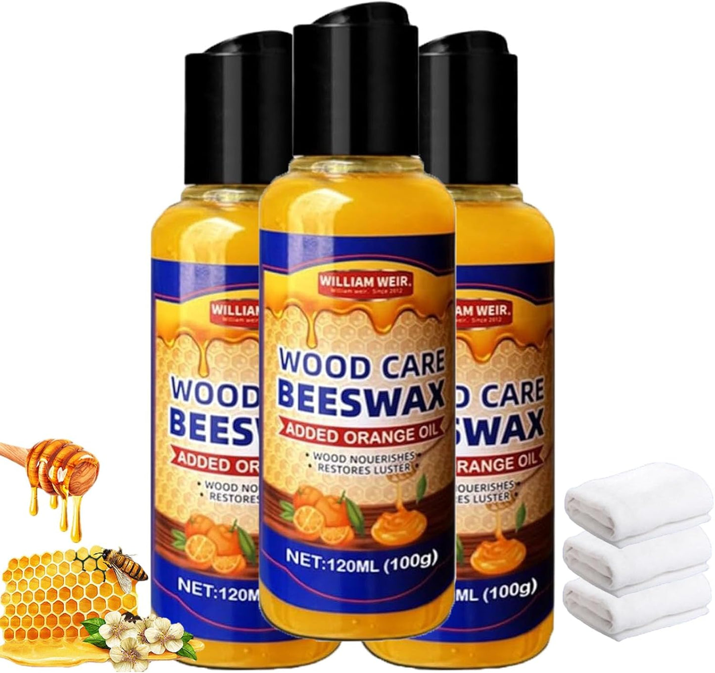 Natural Beeswax & Orange Oil Wood Conditioner, William Weir Beeswax, Wood Care Beeswax Added Orange Oil, Beeswax Furniture Polish, Beeswax Polishing (3)