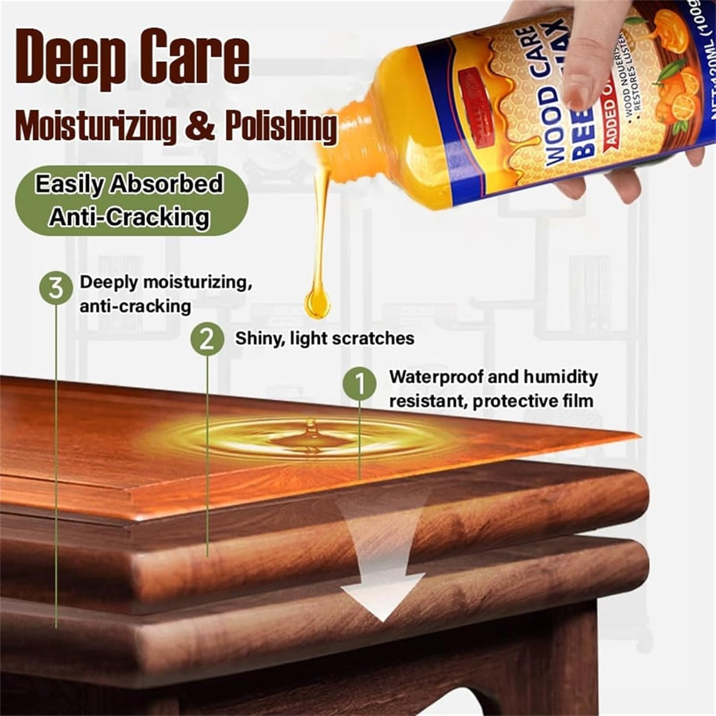 Natural Beeswax & Orange Oil Wood Conditioner, William Weir Beeswax, Wood Care Beeswax Added Orange Oil, Beeswax Furniture Polish, Beeswax Polishing (3)