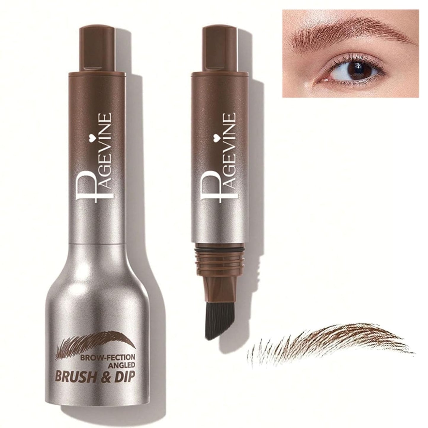Instant Brow Brush, Brow-Fection, Brow Fection 4D Eyebrow Pen, PageVine Brush & Dip, Liquid Eyebrow Brush, Lasting Liquid Brow Cream (AUBURN)